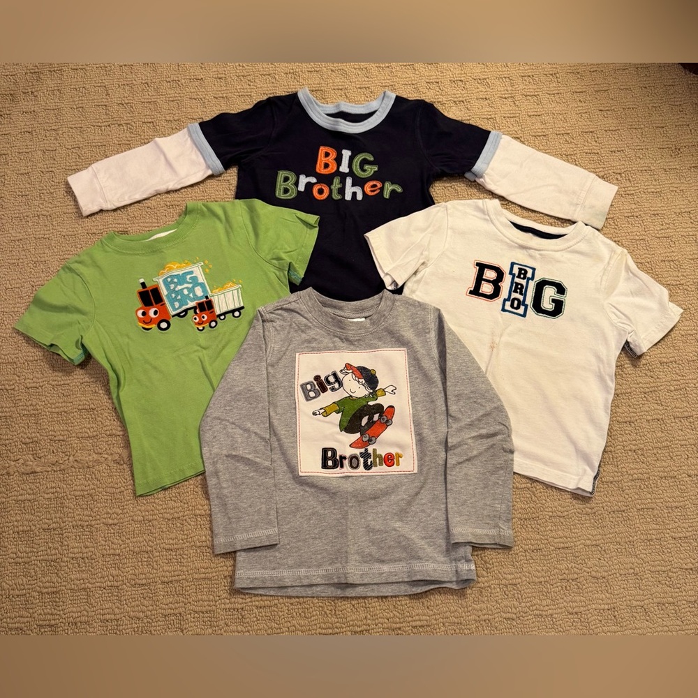 Bundle of 4 “Big Brother” 3T shirts to celebrate this important milestone